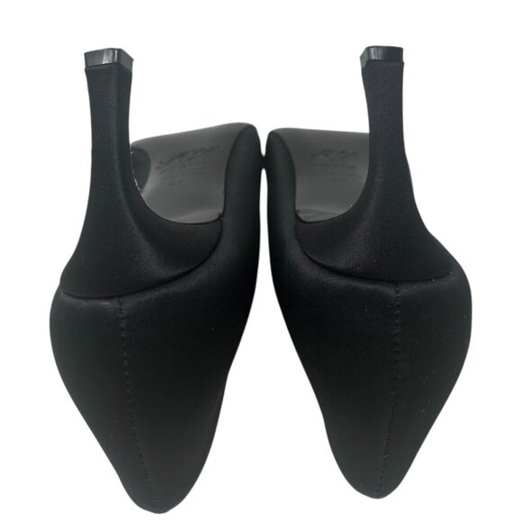 Roger Vivier Trompette Crystal Buckle Squared Toe Black Satin 70mm Pumps Size 11 - Picture 11 of 16